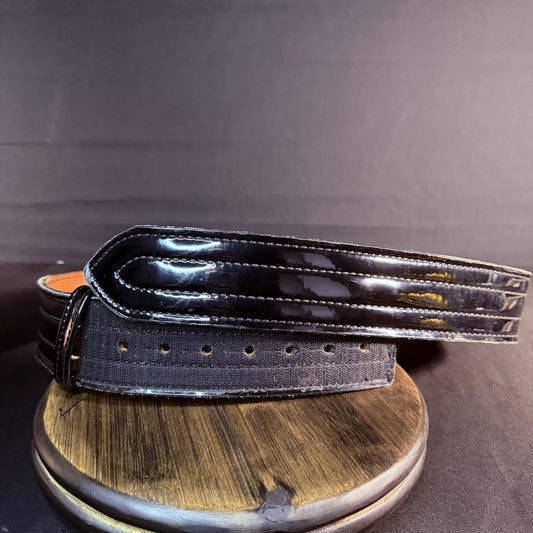 Don Hume Duty Belt Size 40" Black High Gloss Quad Stitched Leather B120 2.25"