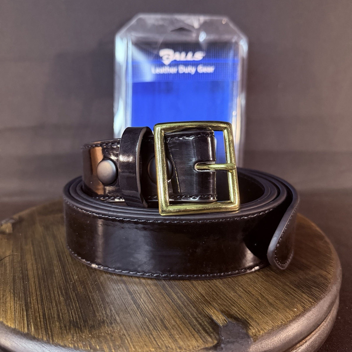 Gould & Goodrich Premium Uniform Belt Size 52" Hi-Gloss Leather, Brass 1.5" 1238