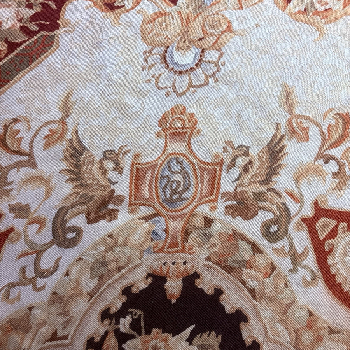 Antique French Tapestry 10x8, 19th Century, Hand Woven Aubusson Dragons
