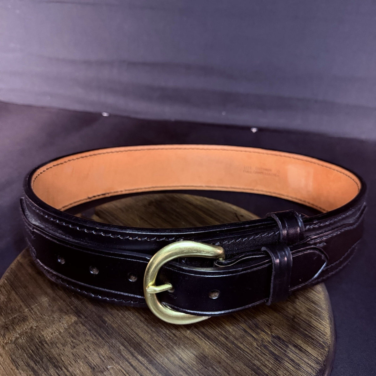 Dutyman River Belt Size 30" Black Plain Leather 2.25" Wide Brass Buckle 1111