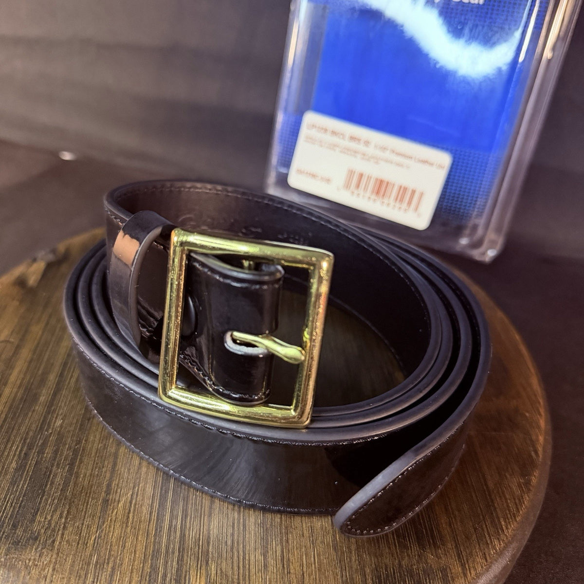 Gould & Goodrich Premium Uniform Belt Size 52" Hi-Gloss Leather, Brass 1.5" 1238