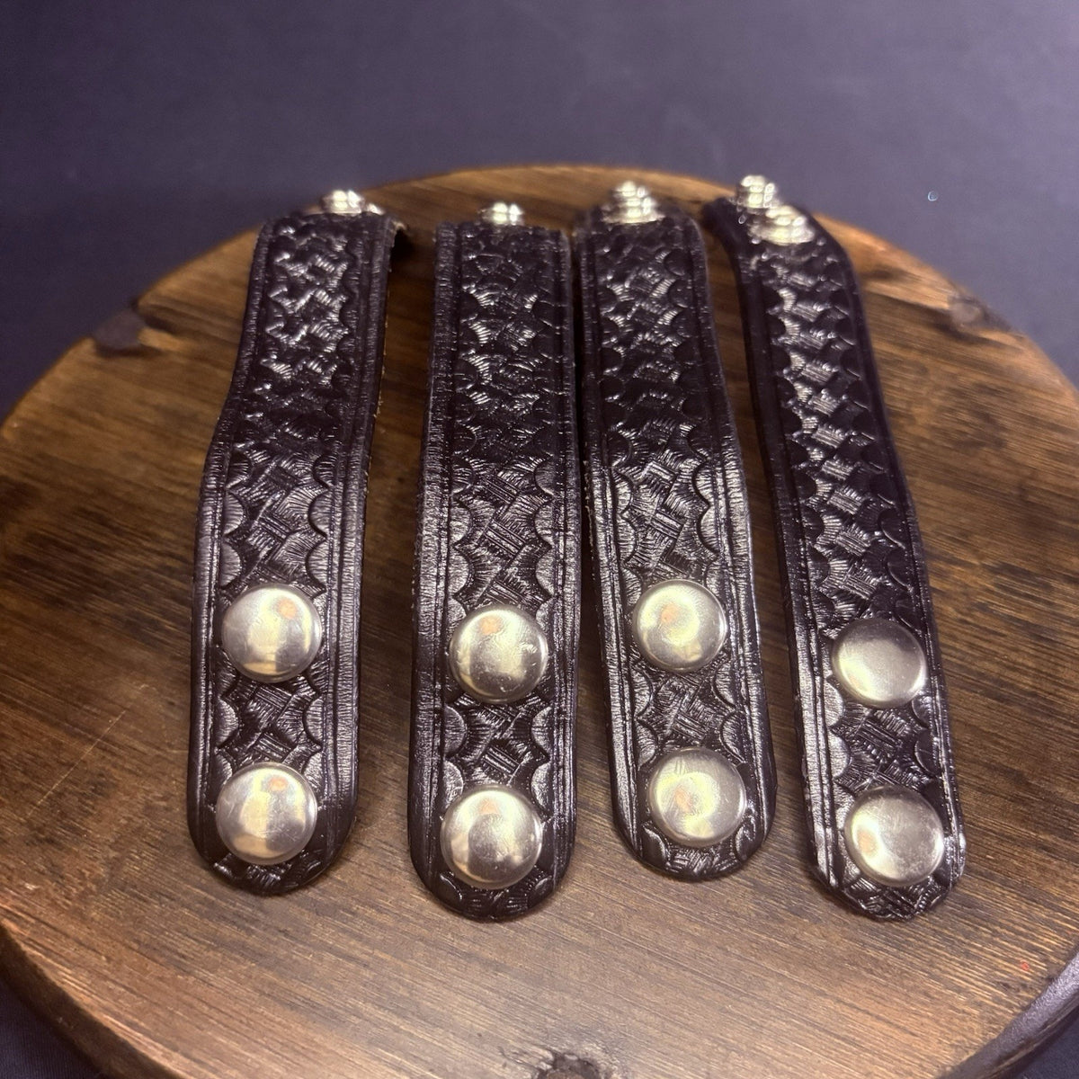 Duty Belt Keeper Basketweave Leather Chrome Double Snaps 7.25” (Lot of 4)