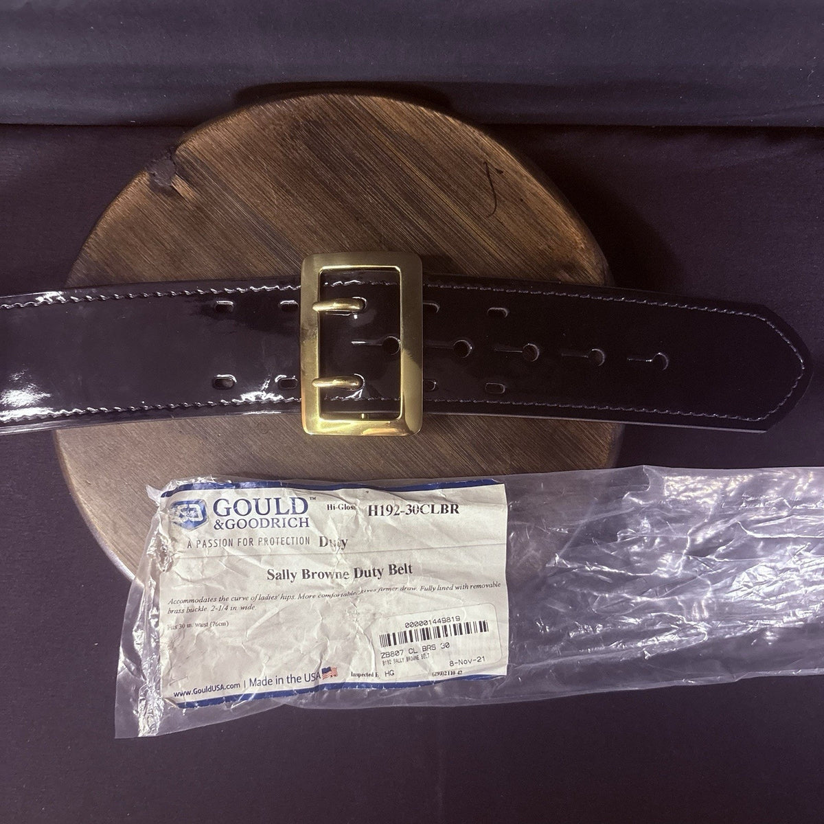 G&G Women's Duty Belt Size 30" SALLY BROWNE USA High Gloss Leather, Brass Buckle