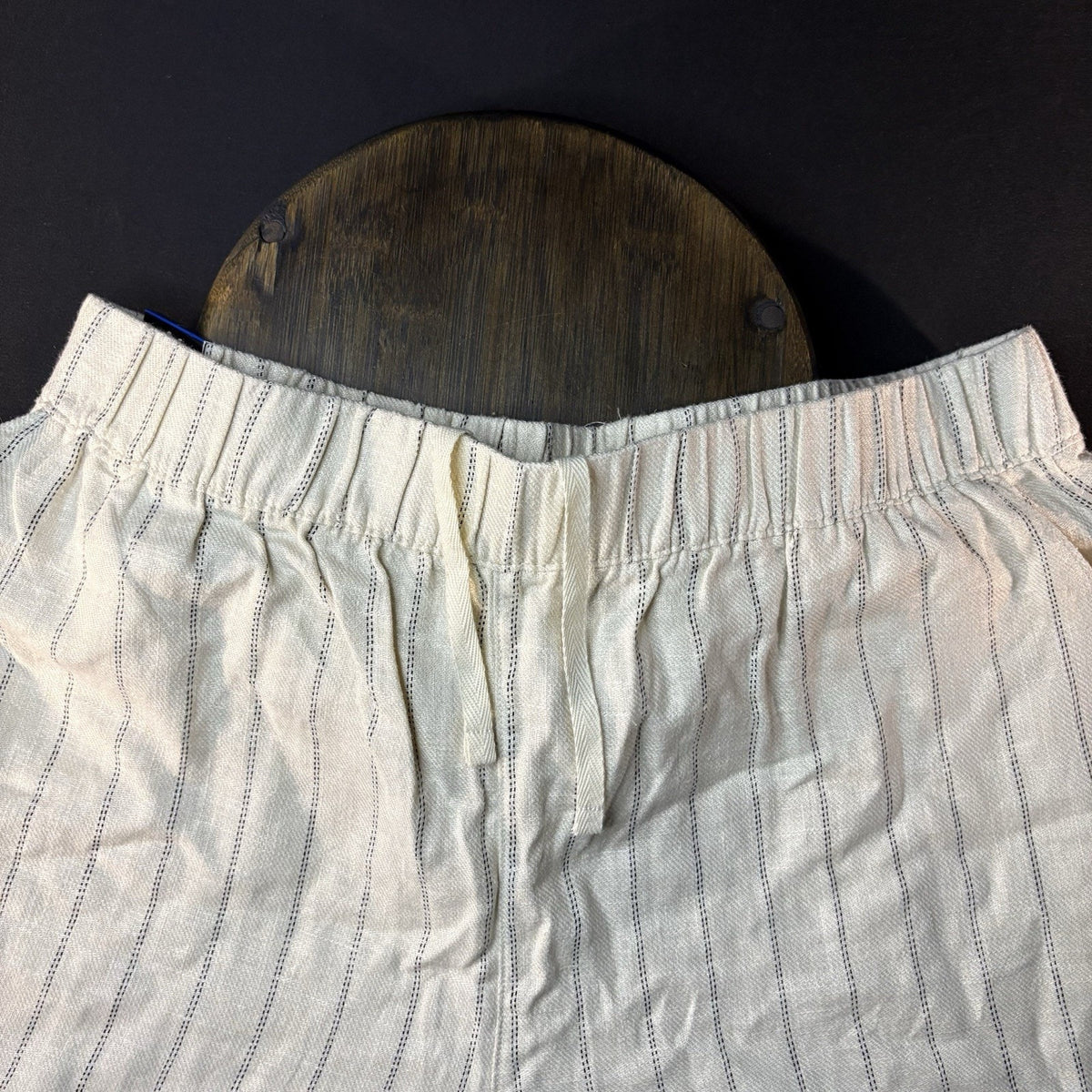 BLANKNYC Linen Blend Stripe Shorts Size Large High Rise Elastic Waist 5" Inseam