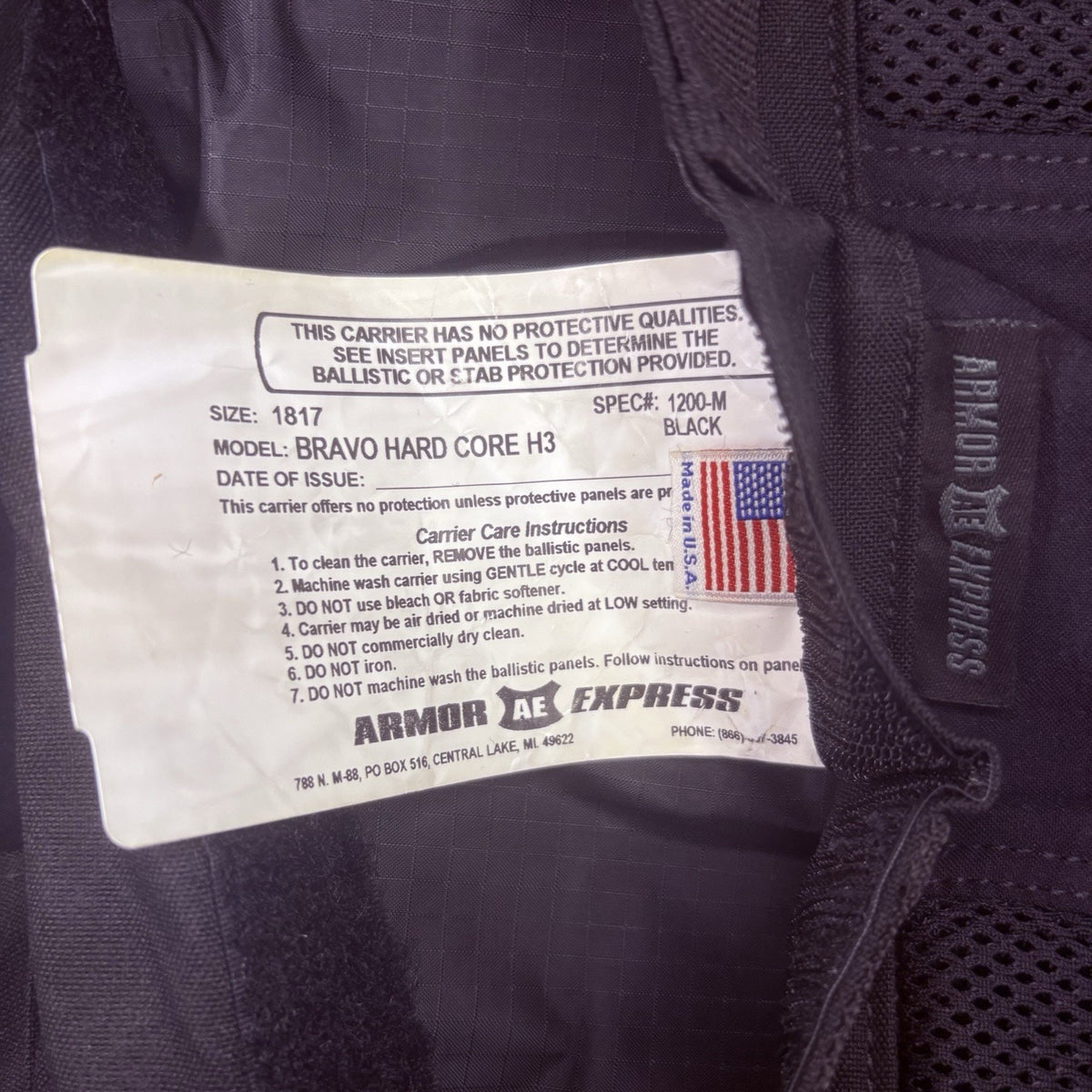 Armor Express RAZOR 3A Tactical Carrier Size Medium IIIA Ballistic Vest 2020
