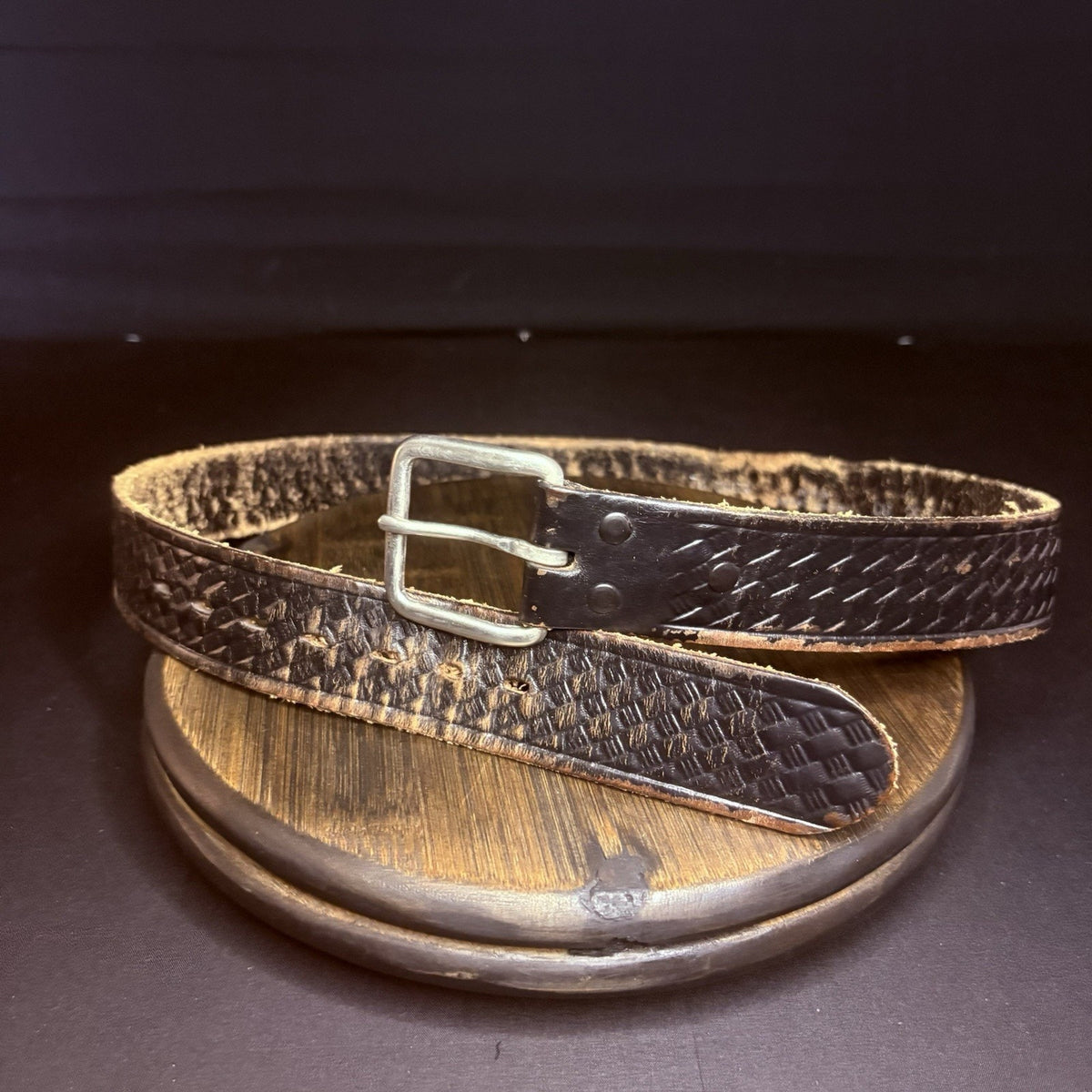 Dutyman Off Duty Belt Size 32" Waist Black Basket Weave Chrome Buckle