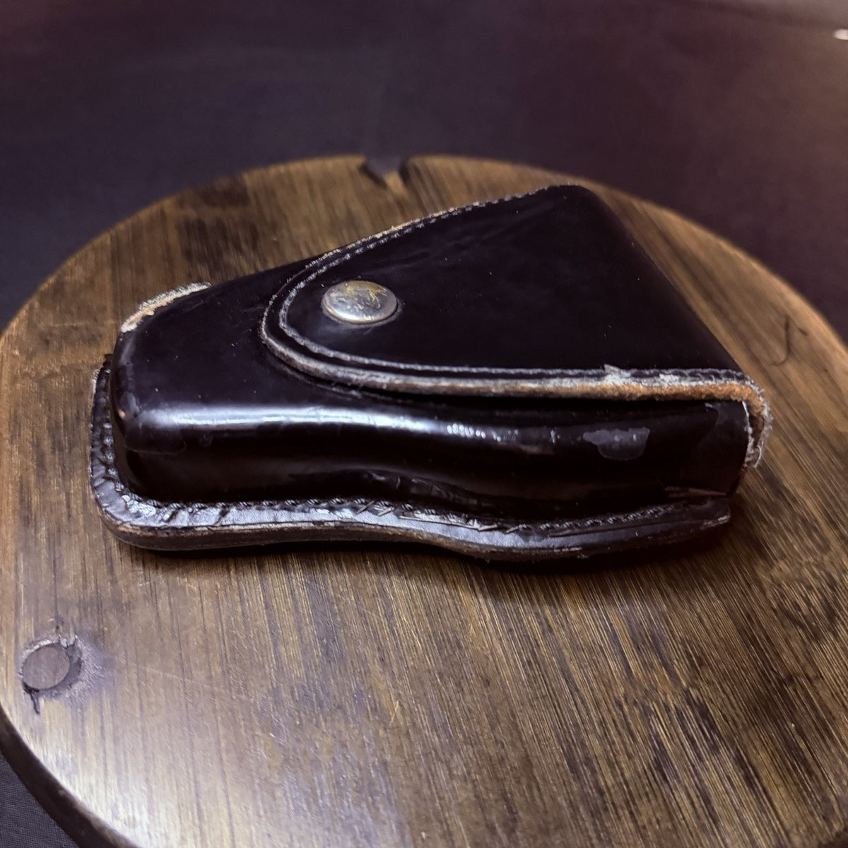 Gould & Goodrich Handuff Case Black High Gloss Leather Nickle Snap C303