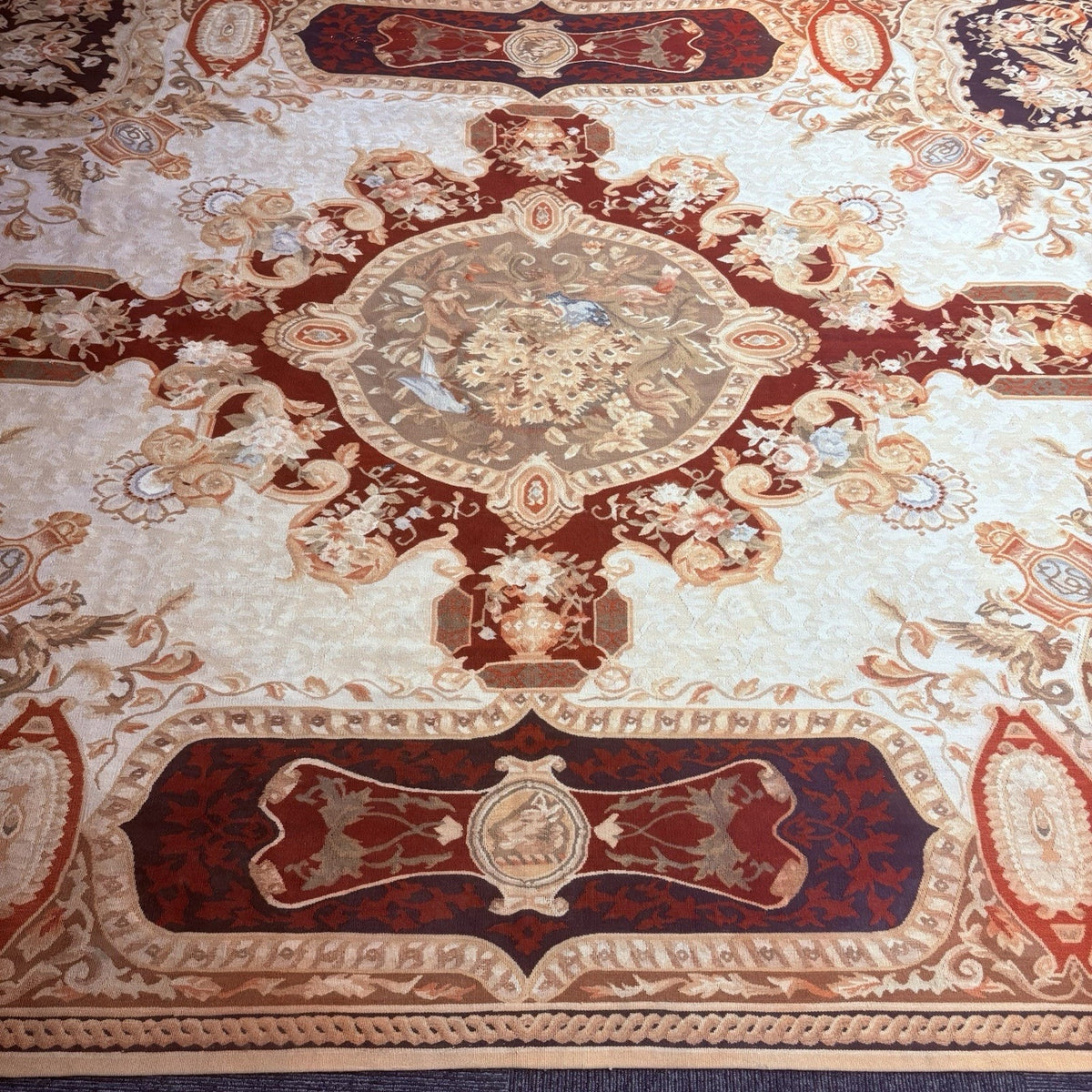Antique French Tapestry 10x8, 19th Century, Hand Woven Aubusson Dragons