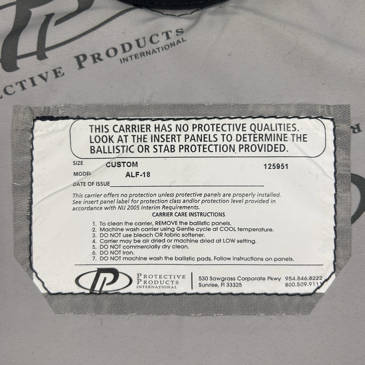 PPI Bullet Proof Vest Size XL Level II (2) Ballistic Concealable Vest