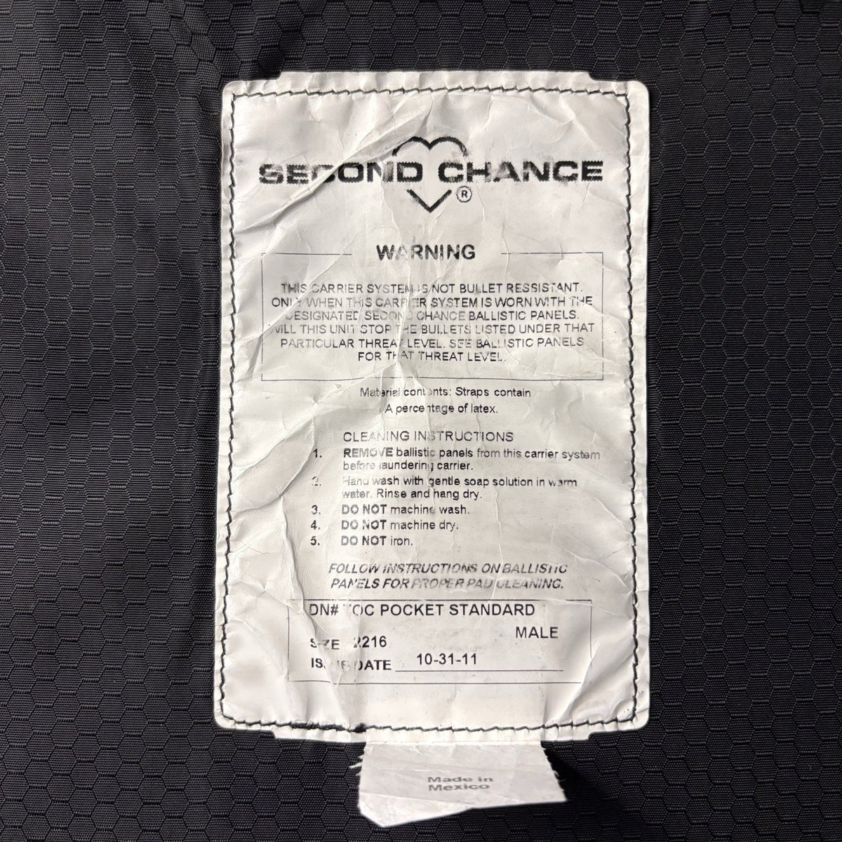 Second Chance Level 2 Tactical Carrier Size Large Bulletproof Ballistic Armor
