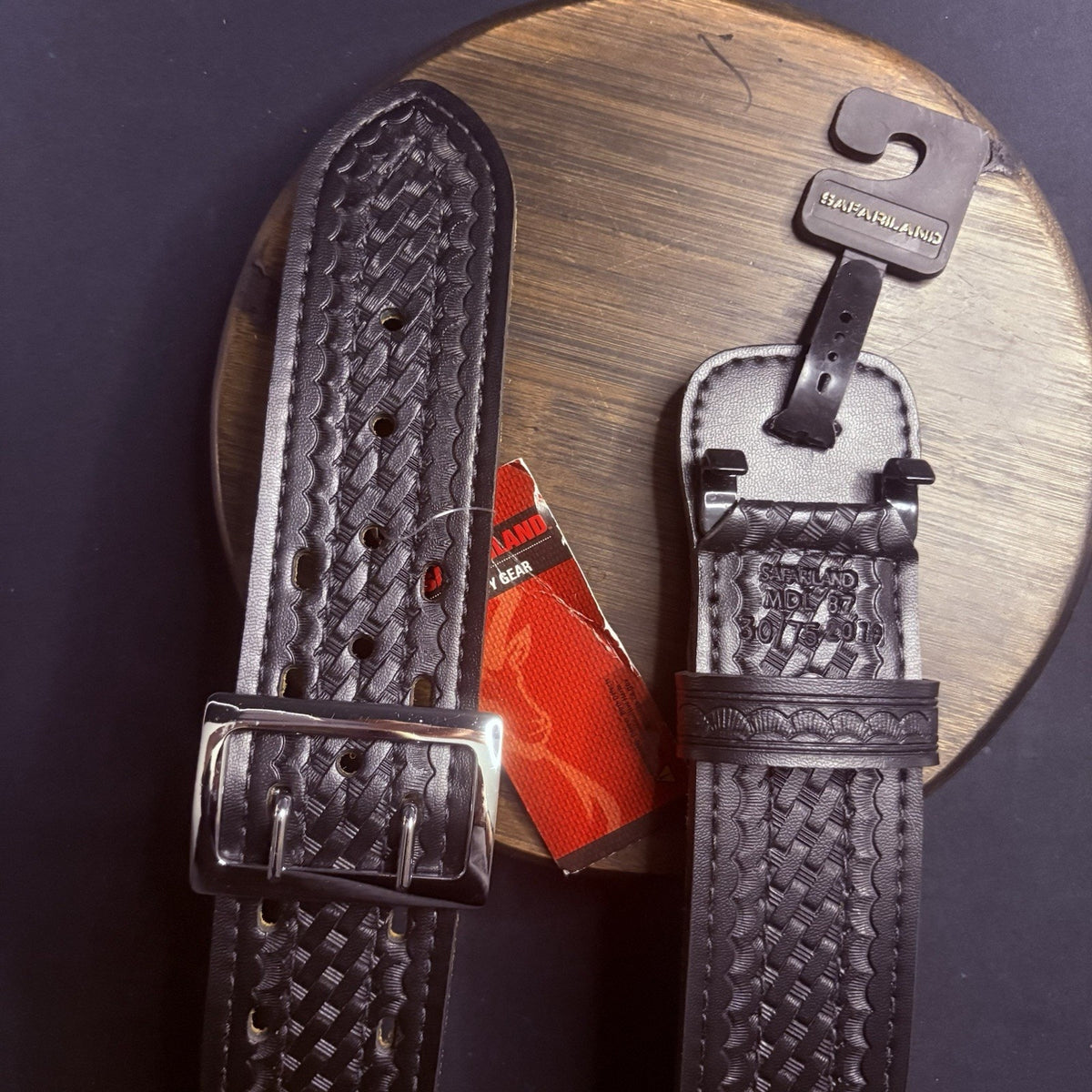 Safariland Model 87 Duty Belt - Size 30" - Sued Lined Basketweave - Black/Chrome