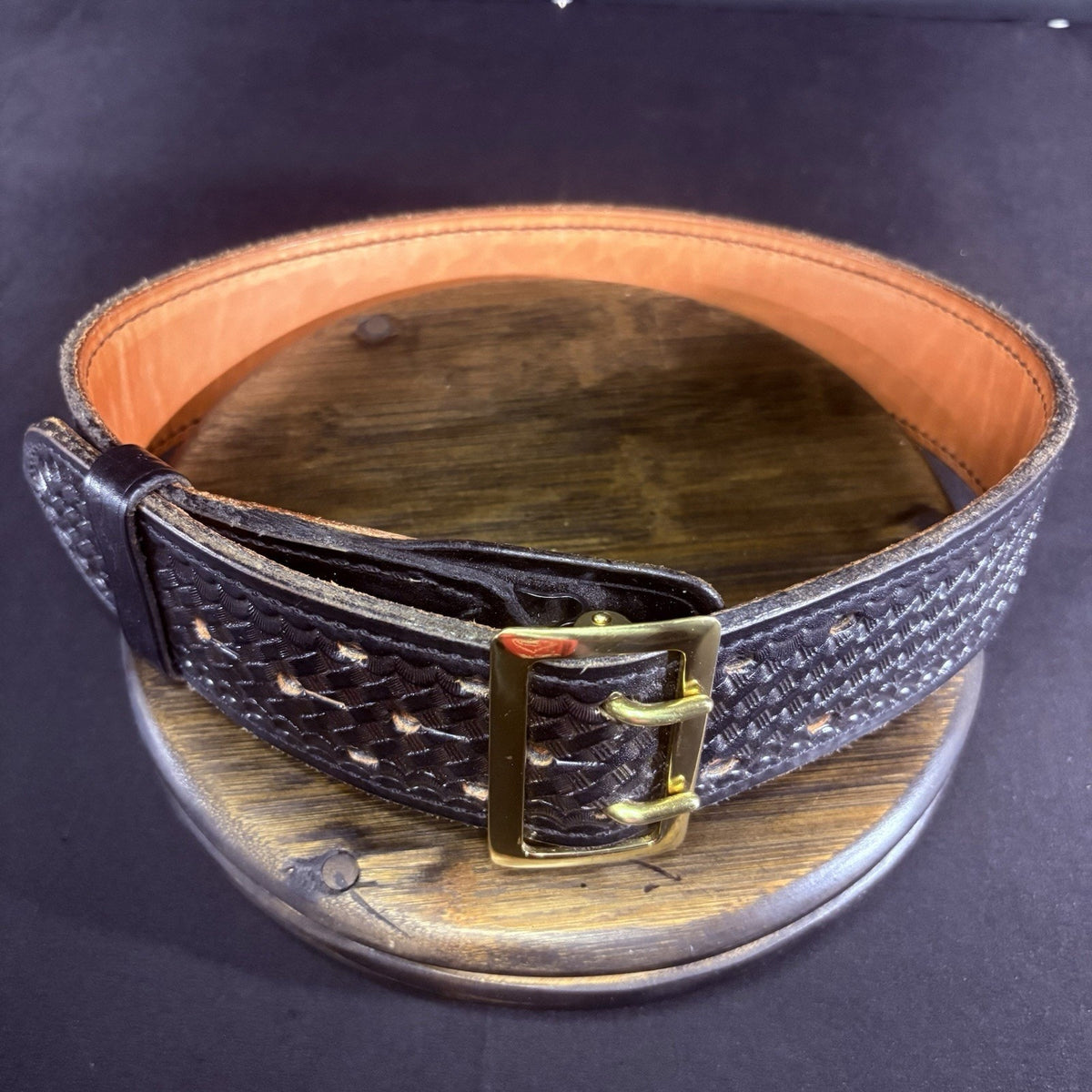 Tex Shoemaker Duty Belt Size 28" BRAND NEW EXTREMELY RARE Basketweave, Brass