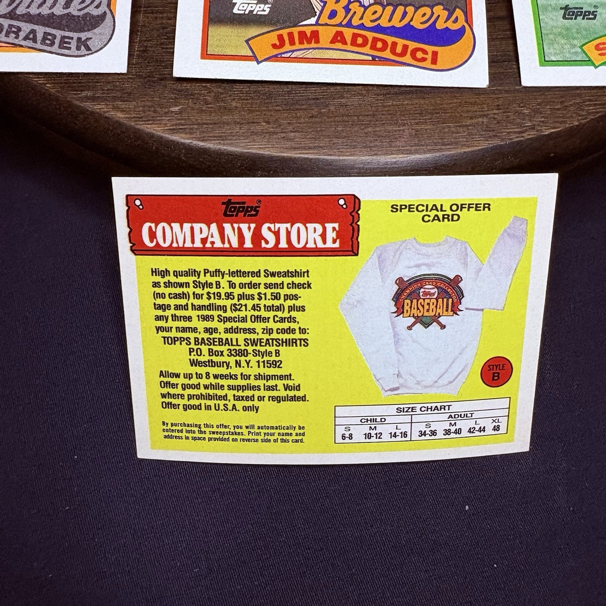 1989 Topps High Grade MLB Card #534, #622, #239, #338, #102, #478, Company Store