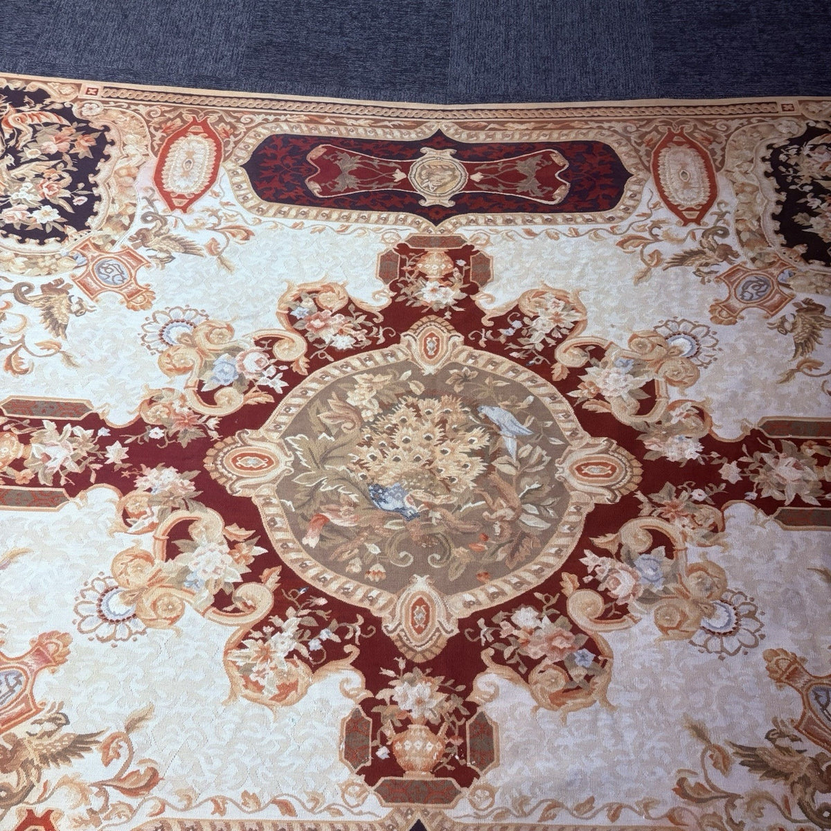 Antique French Tapestry 10x8, 19th Century, Hand Woven Aubusson Dragons