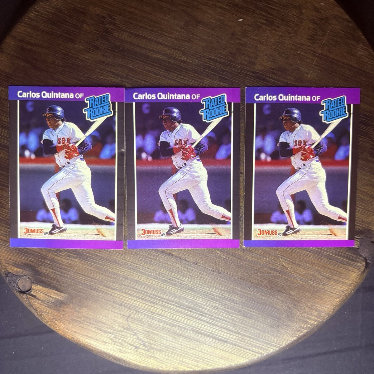 Lot of (3) 1989 Donruss RC Carlos Quintana #37 Rated Rookie NRMT-MT Red Sox