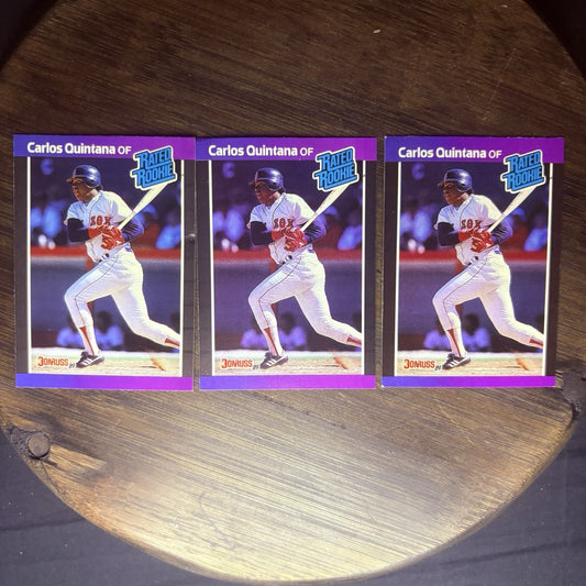 Lot of (3) 1989 Donruss RC Carlos Quintana #37 Rated Rookie NRMT-MT Red Sox