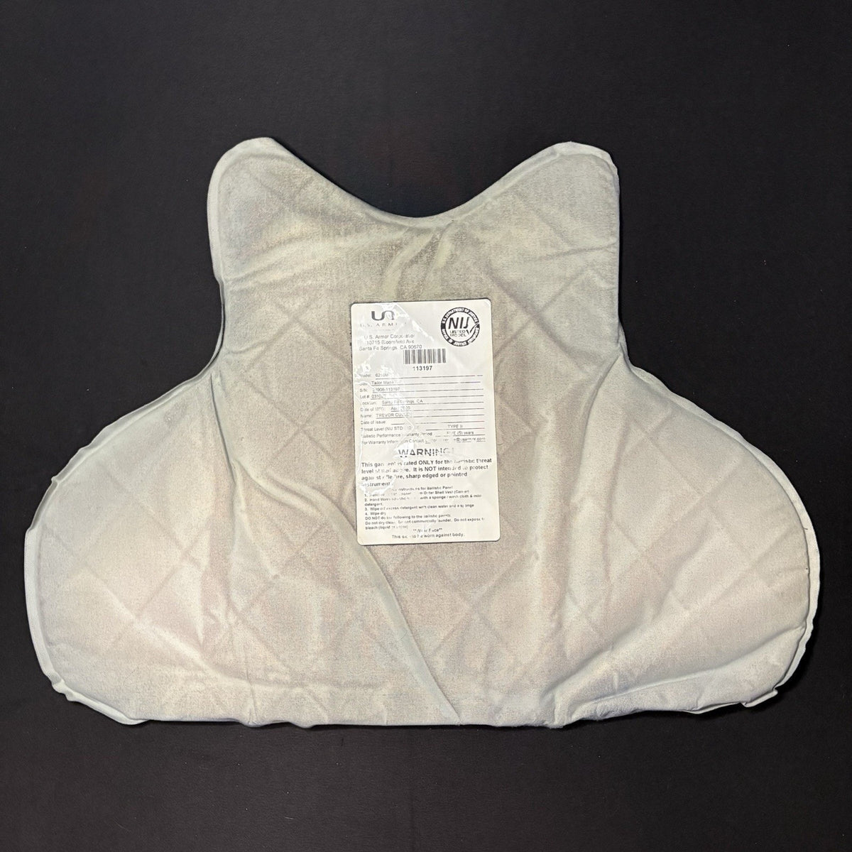 US Armor Level 2 Ballistic II Vest Size Large 2020 Concealable Bullet Proof