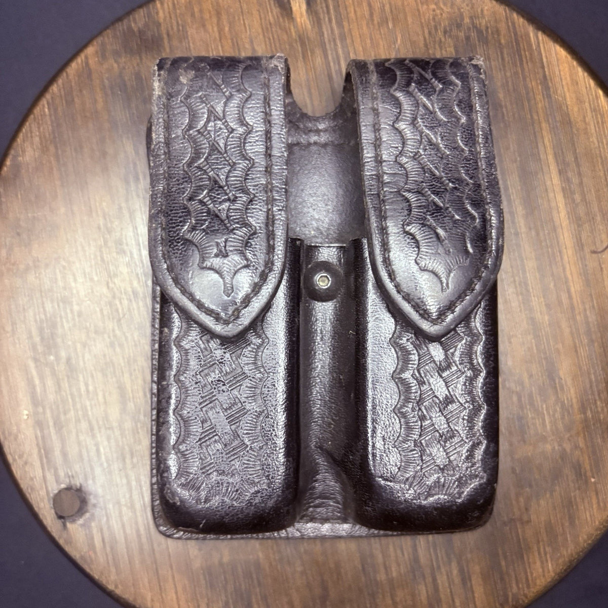 Safariland Double Magazine Pouch GLOCK 20/21 Leather 77 Basketweave Hidden Snap