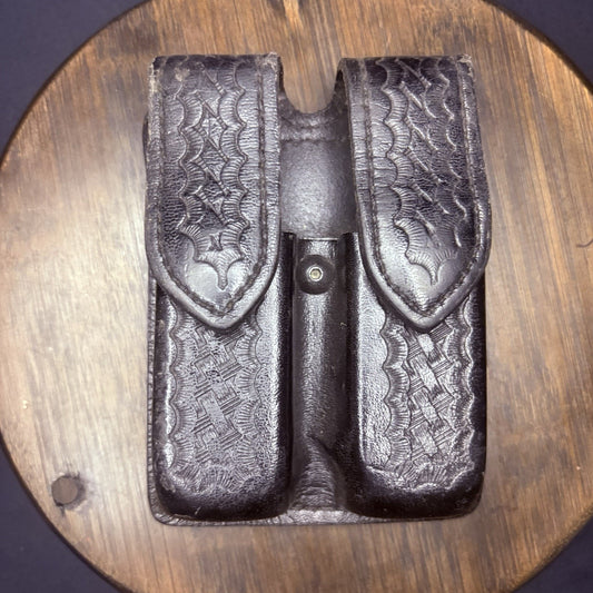Safariland Double Magazine Pouch GLOCK 20/21 Leather 77 Basketweave Hidden Snap