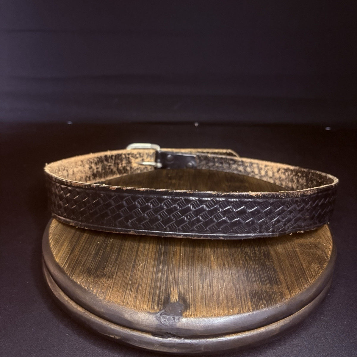 Dutyman Off Duty Belt Size 32" Waist Black Basket Weave Chrome Buckle