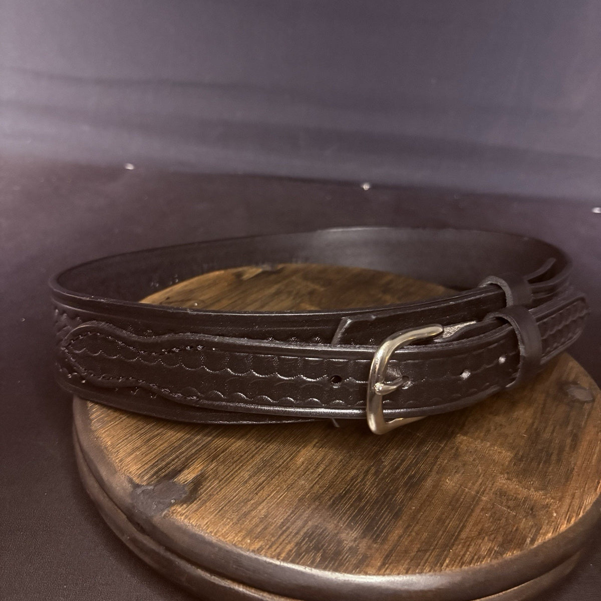 G&G Off Duty Belt Size 30" Long 1.75" Wide Black Basketweave Leather