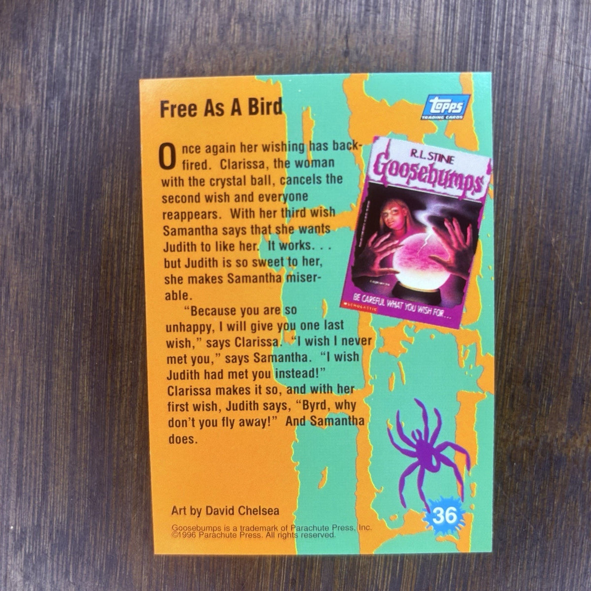 1996 Goosebumps Trading Card #36 – “Free As A Bird” High Grade Topps, See Photos