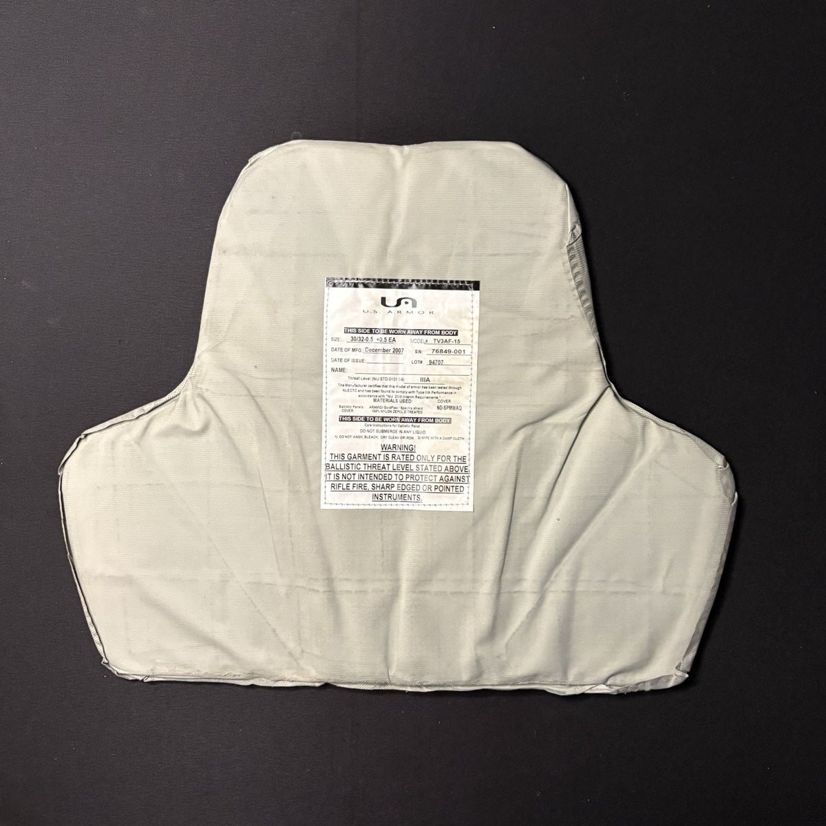 US Armor Level 2 (II) Bullet Proof Vest Size Female SMALL w/ Trauma Plate