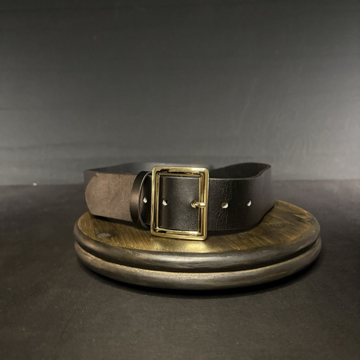 Galls Off Duty Belt Size 46” Plain Black Leather w/ Brass Buckle LP1213 Law Pro