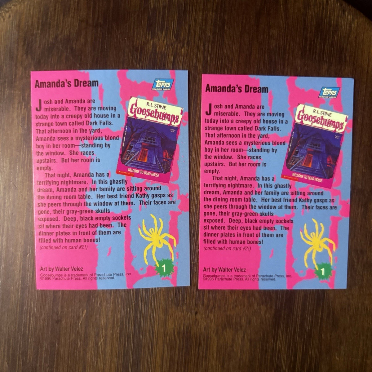 1996 Goosebumps Amanda's Dream Lot Of (2) High Grade Topps Trading Cards