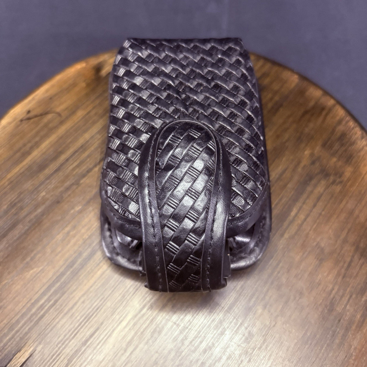 TUFF Leather Utility Recorder, Phone, Camera Pouch Basketweave w/Belt Clip