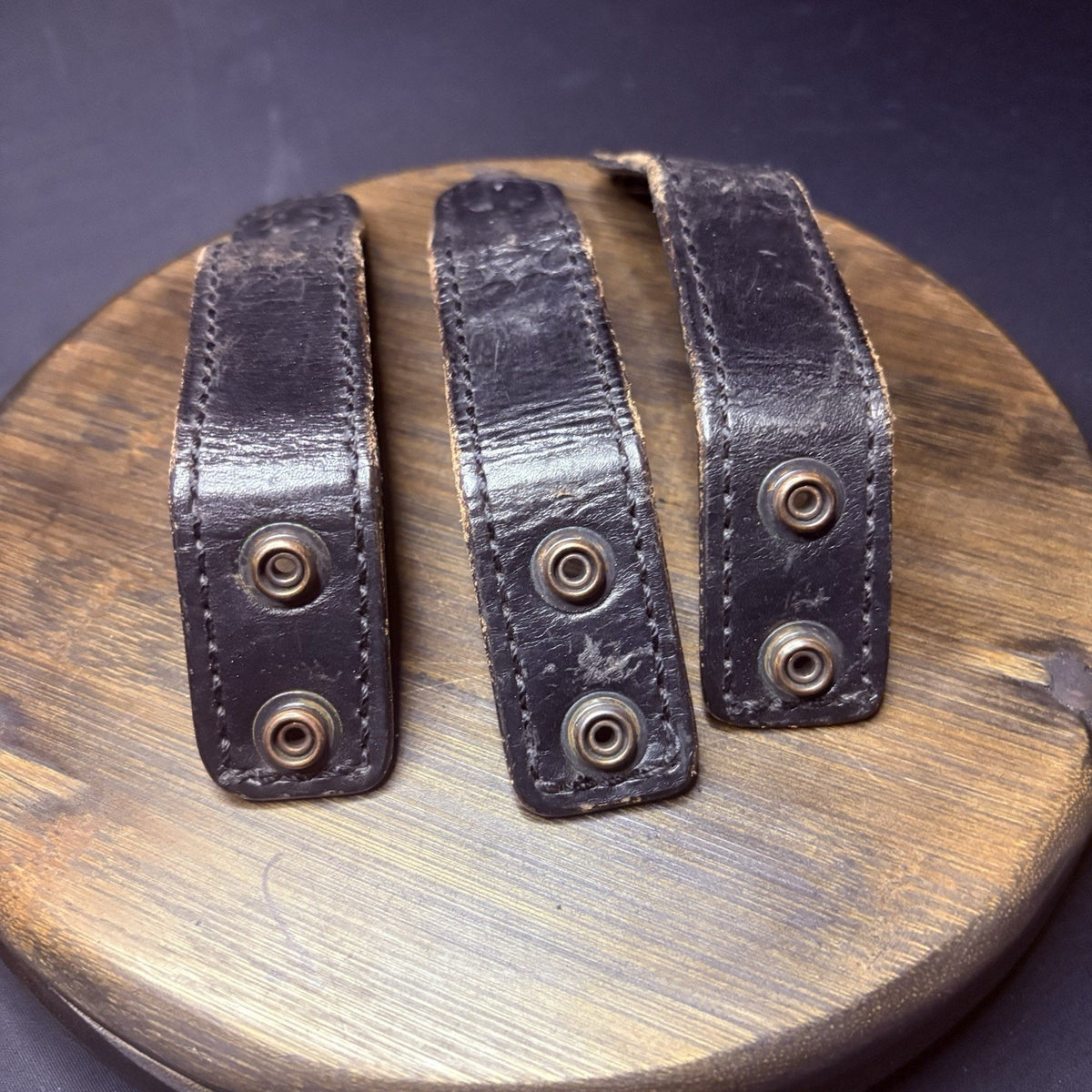 Thick Leather Duty Belt Keepers 3 With Hidden Double Snaps Black Basketweave