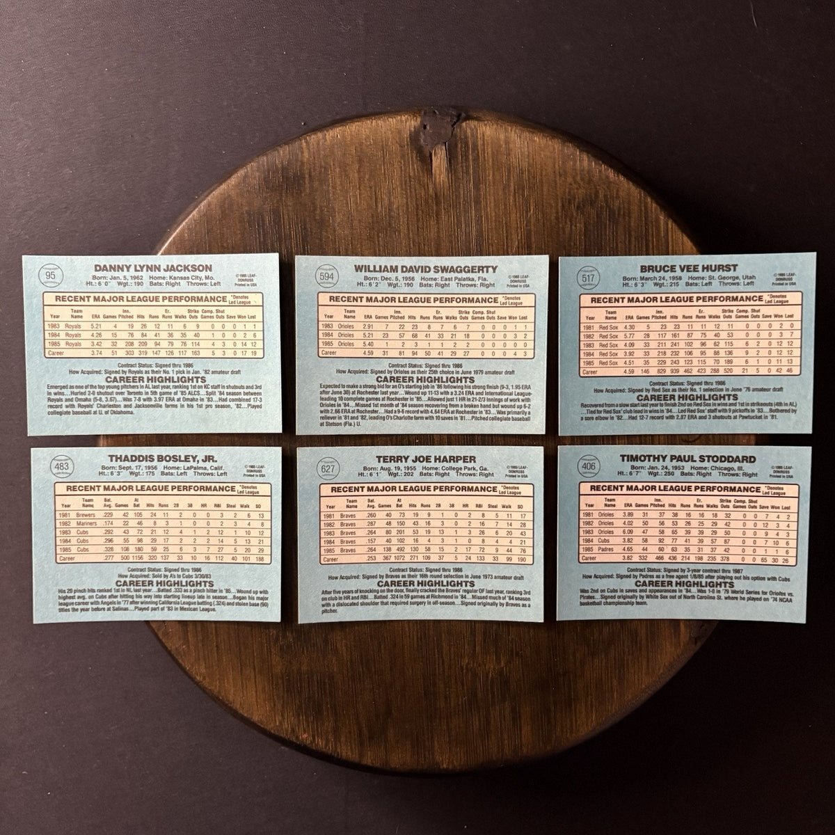 Donruss 1986 High Grade Cards #95, #594, #517, #483, #627, #406 (Lot Of 6)