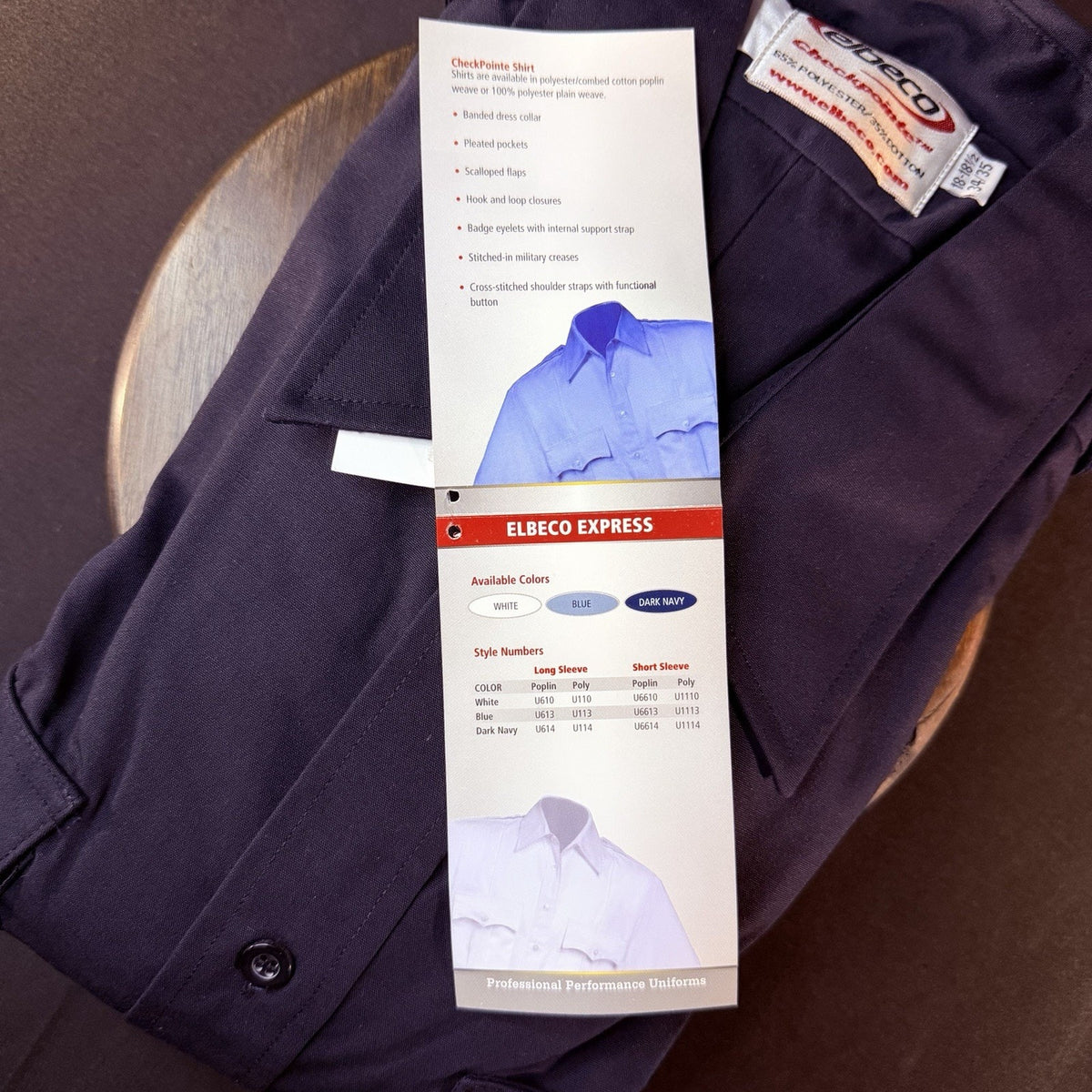Elbeco Long Sleeve Service Shirt Size 2XL 18.5 Dark Navy Class A Uniform Button