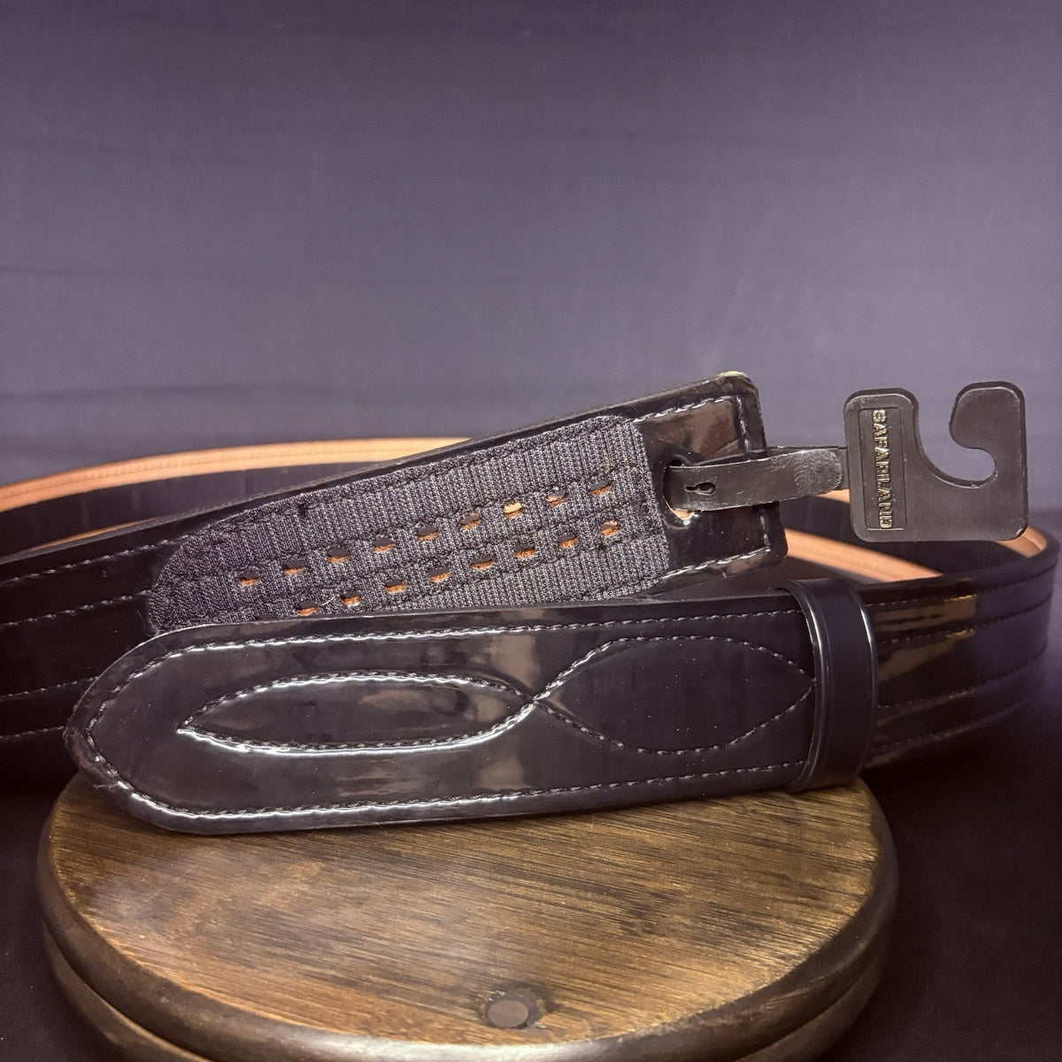 Safariland 94 Duty Belt Size 66" Hi Gloss Plain Black Leather Hook & Loop