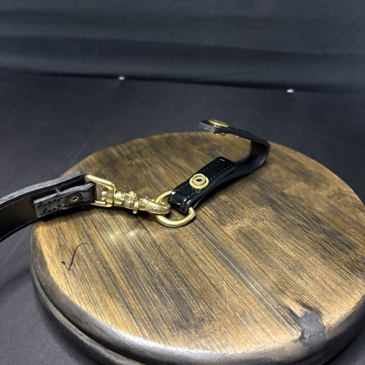 Boston Leather Sam Browne Shoulder Strap Black Hi-Gloss Brass Rings Model 6511