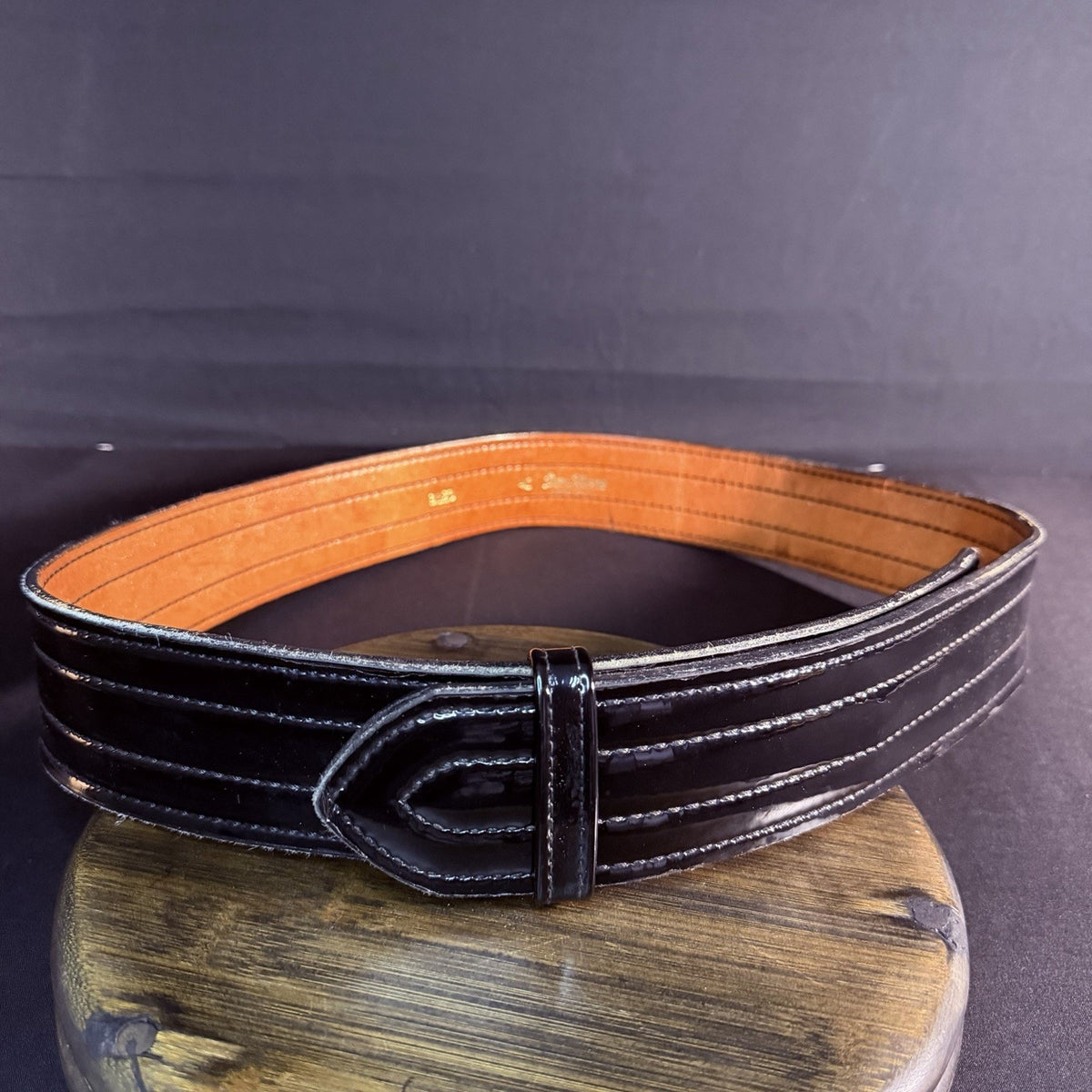 Don Hume Duty Belt Size 40" Black High Gloss Quad Stitched Leather B120 2.25"