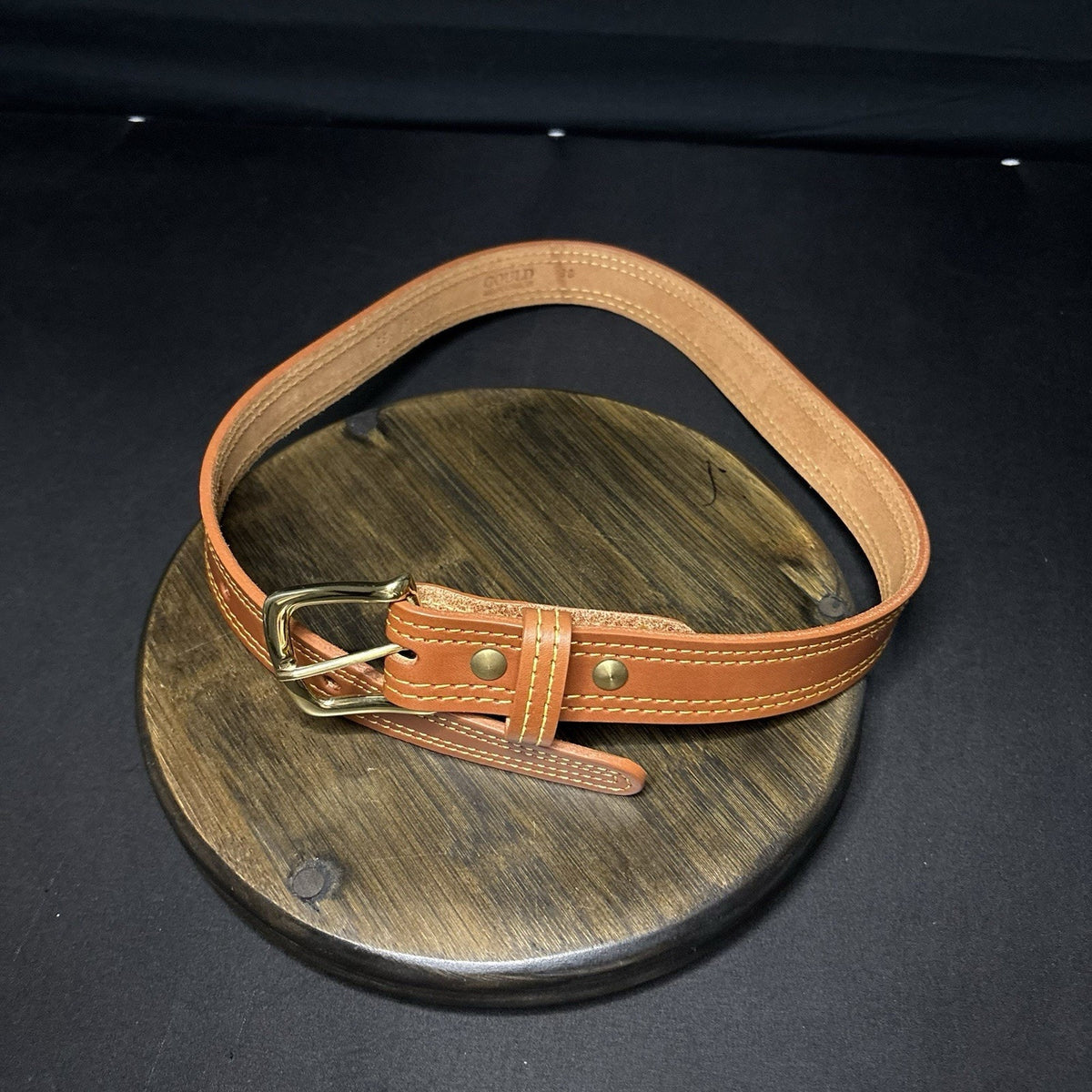 G&G Reinforced Shooter's Belt Size 30" Long 1.50" Wide, Chestnut Brown Gold Line