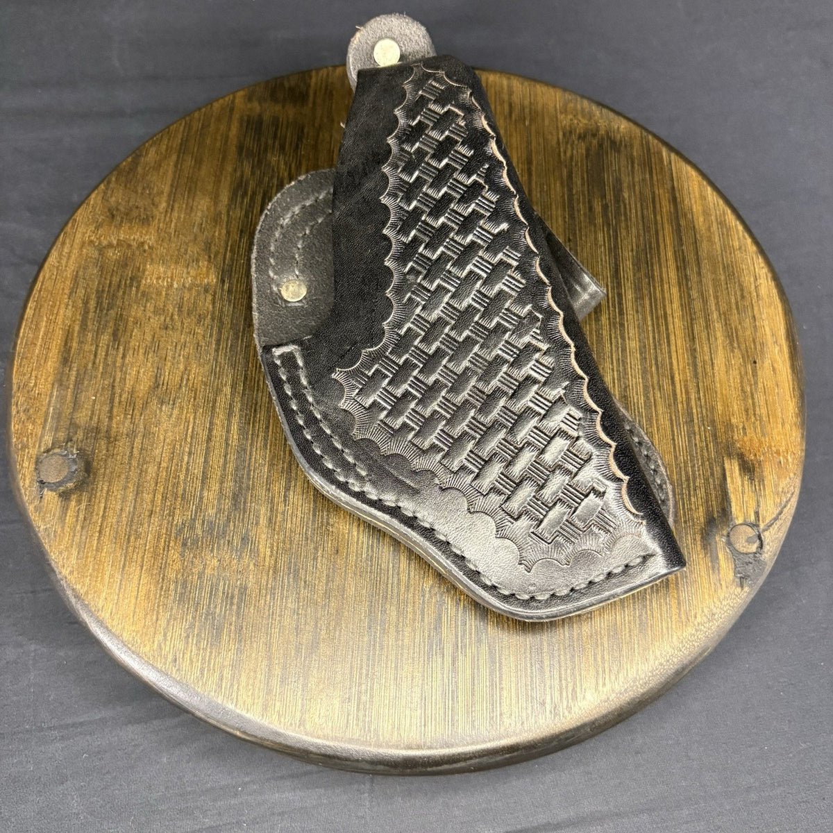 Tex Shoemaker 11PL Black Basket Leather OWB Paddle Holster For S&W K Revolver 3”