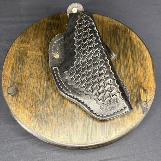 Tex Shoemaker 11PL Black Basket Leather OWB Paddle Holster For S&W K Revolver 3”