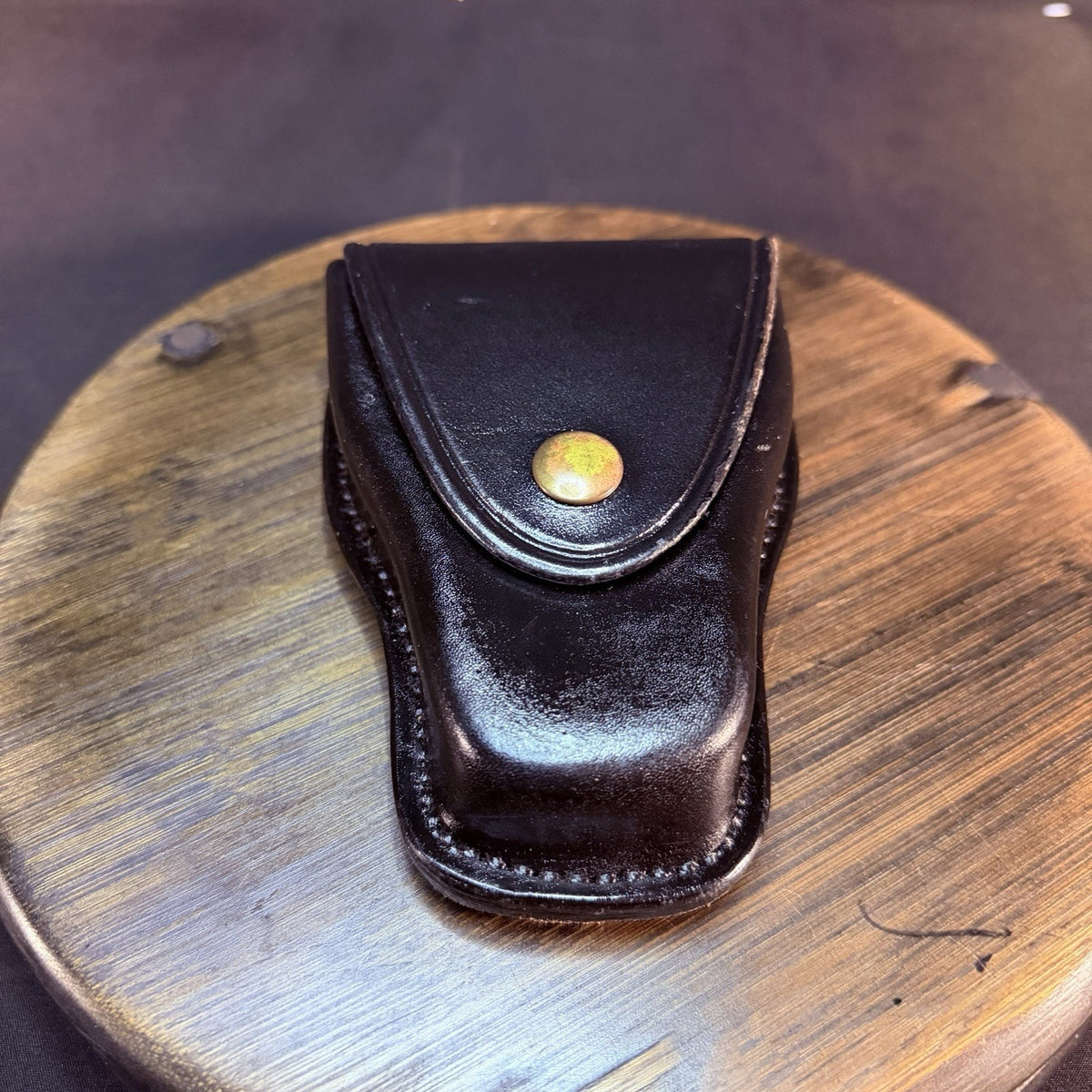 Don Hume Handcuff Case Brass Snap Plain Black Leather Model C303