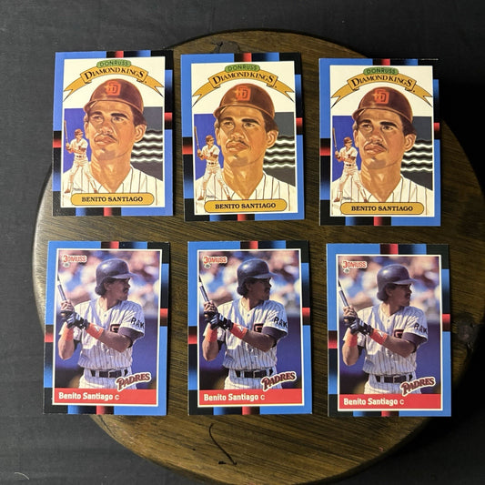 1988 Benito Santiago Lot (3)Donruss #114 & (3)Diamond Kings #3 San Diego Padres