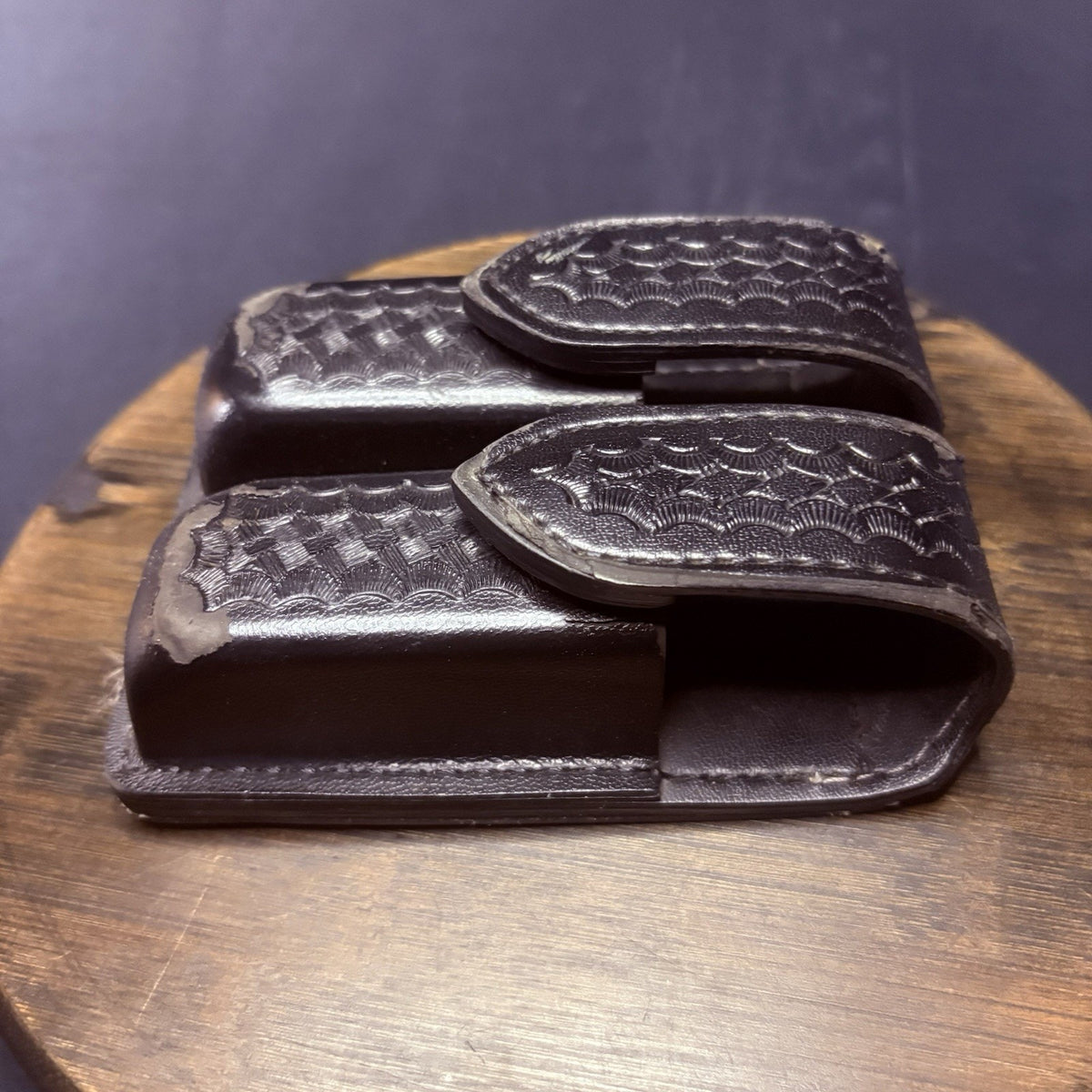Safariland Double Magazine Pouch GLOCK 20/21 Leather 77 Basketweave Hidden Snap